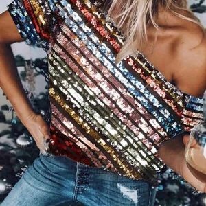 Sequin Off-Shoulder Top size LG